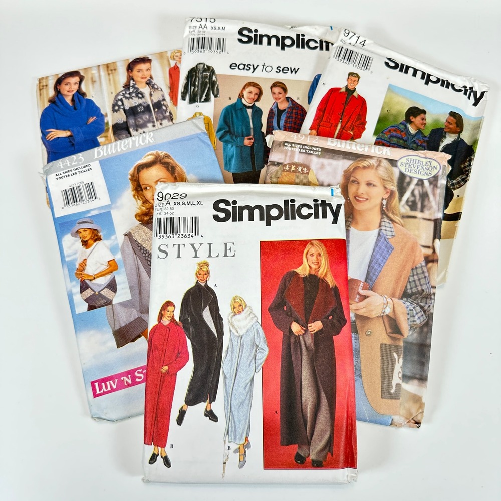 VTG‎ Lot of 6 UNCUT Simplicity Butterick Sewing Patterns Coats Jackets Vests 90s